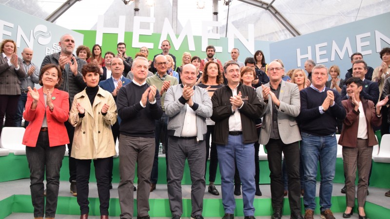 10N Mitina Donostia. Andoni Ortuzar, Iñigo Urkullu, Aitor Esteban, Maribel Vaquero, Joseba Agirretxea