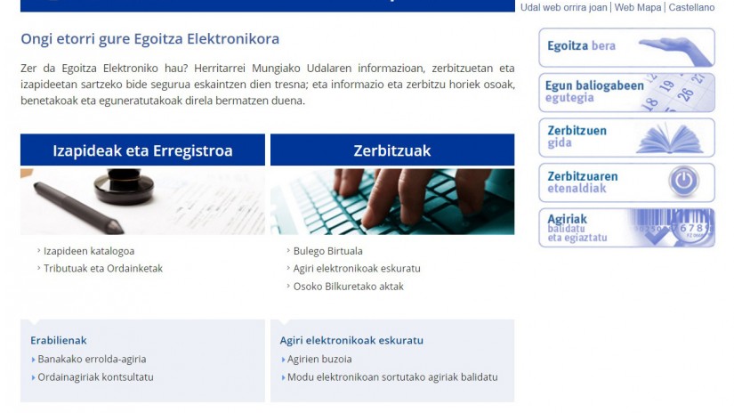 Mungiak izapide elektroniko-administratiboak udal web-orriaren bidez egiteko aukera ematen du