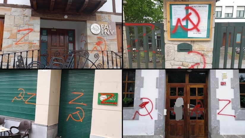 El BBB condena los ataques con pintadas prorrusas contra los batzokis de Larrabetzu, Lezama, Lemoa y Zeberio