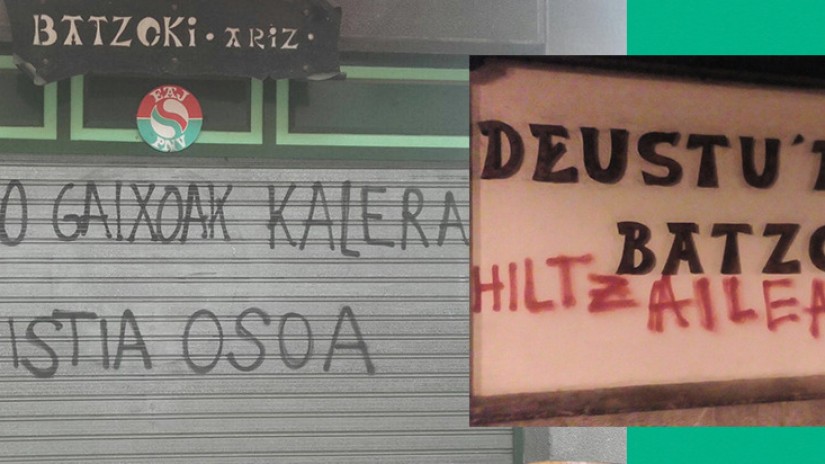 BBBk Deusto eta Arizko Batzokietan egindako pintadak salatu ditu BBBk Deusto eta Arizko Batzokietan egindako pintadak salatu ditu