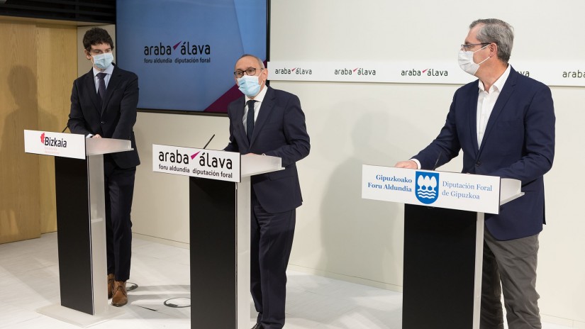 Araba, Bizkaia eta Gipuzkoak premiazko neurriak adostu dituzte, egoera ekonomikoak gehien kaltetutako sektoreei likidezia emateko Araba, Bizkaia eta Gipuzkoak premiazko neurriak adostu dituzte, egoera ekonomikoak gehien kaltetutako sektoreei likidezia emateko