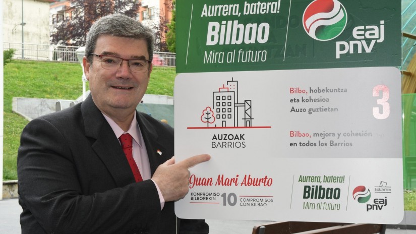 Juan Mari Aburto: “Bilboko auzo guztiak hobetzeko lan egiten jarraitzea da gure ibilbide-orria, plan eta jarduketa gehiagorekin” Juan Mari Aburto: “Bilboko auzo guztiak hobetzeko lan egiten jarraitzea da gure ibilbide-orria, plan eta jarduketa gehiagorekin”